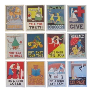 Grade School Citizenship Guide Prints - Set of 12 Unframed For Sale