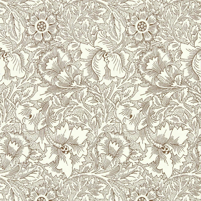 Morris & Co Poppy Wallpaper in Cream/Chocolate - a Sample For Sale