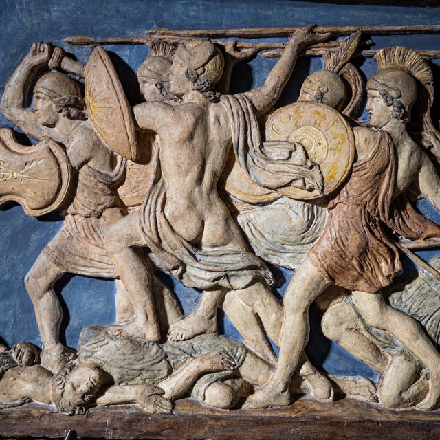 Blue 19th Century Ulysses Kills the Suitors Relief in Terracotta attributed to H. W. Bissen, Denmark For Sale - Image 8 of 10