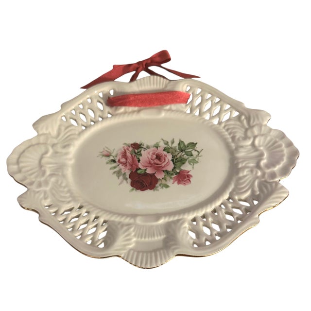 Rose Vintage Formalities by Baum Brothers Victorian Rose Pierced Plates - A Set of 4 For Sale - Image 8 of 11