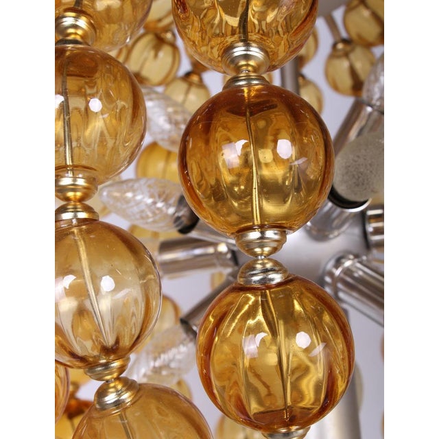 Ballroom Chandelier with Handcrafted Amber Glass Balls, Germany, 1960s For Sale - Image 9 of 13