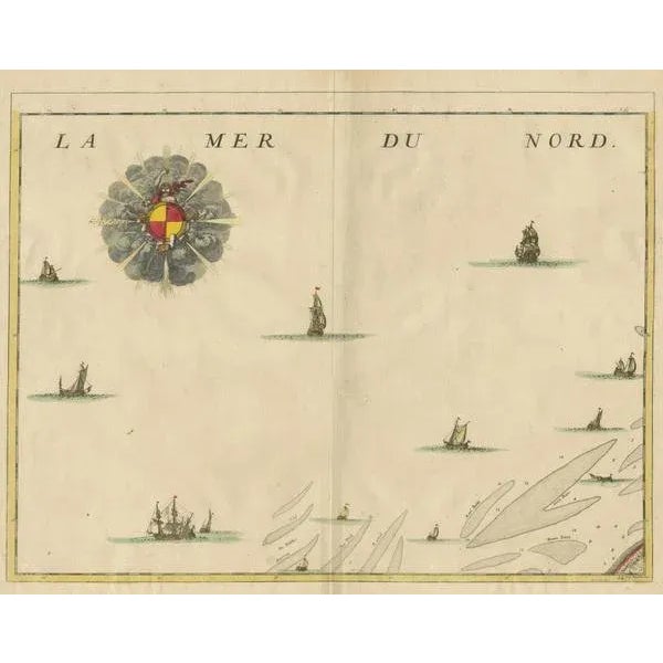 Antique Map of the North Sea and Dunkirk, 1712 For Sale - Image 3 of 6