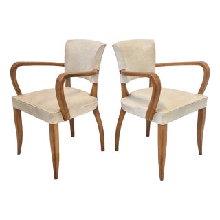 Vintage Bridge Armchairs in Beech and Skai, 1950s, Set of 2 For Sale