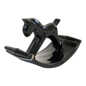 Vintage Black Glass Rocking Horse Ink Blotter