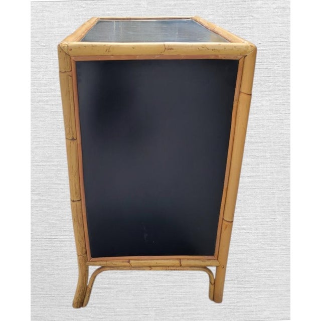 Baker Furniture Company Vintage Smooth Black Insert Bamboo 5 Drawer Regency Chest of Drawers For Sale - Image 4 of 10