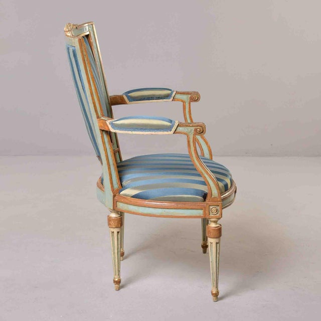 Late 18th Century European Neoclassical Painted & Parcel-Gilt Armchair For Sale - Image 9 of 12