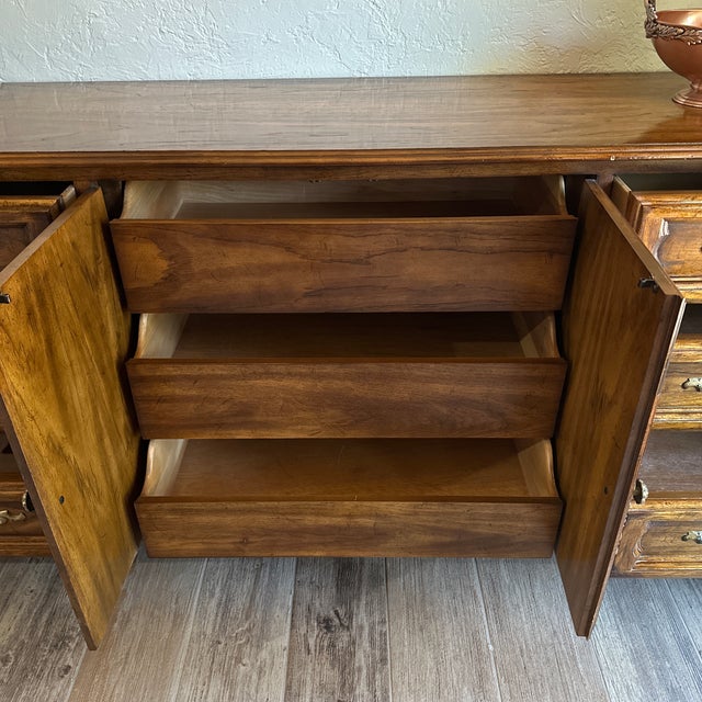 Wood Vintage 1960 Drexel Heritage Cabernet Triple Dresser / Sideboard For Sale - Image 7 of 12