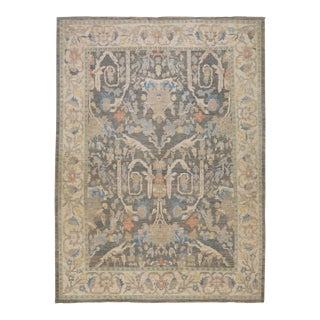 12 X 17 Modern Sultanabad Wool Rug Handmade in Blue With Floral Design For Sale
