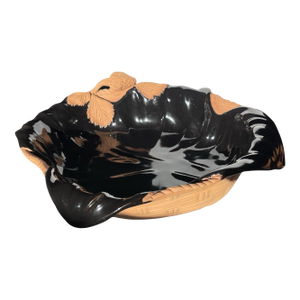 1990s Italian Pottery Bowl With Black Gloss Finish