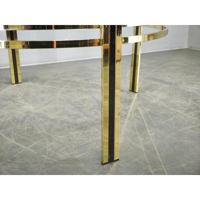 Gold Italian Round Brass and Glass Coffee Table, 1970s For Sale - Image 8 of 11