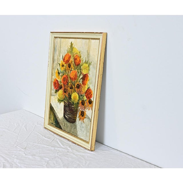 English Vintage Framed Floral Still Life Painting For Sale - Image 4 of 8