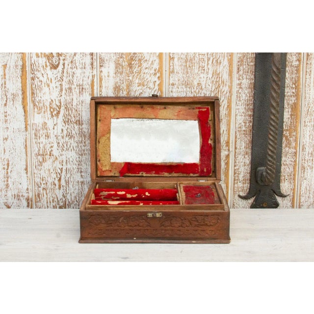 Wood Antique Anglo Indian Carved Jewelry Box For Sale - Image 7 of 12