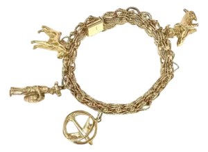 Ladies Heavy 14k Gold Charm Bracelet