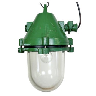 Industrial Green Explosion Proof Lamp in Cast Aluminium from Elektrosvit, 1970s For Sale