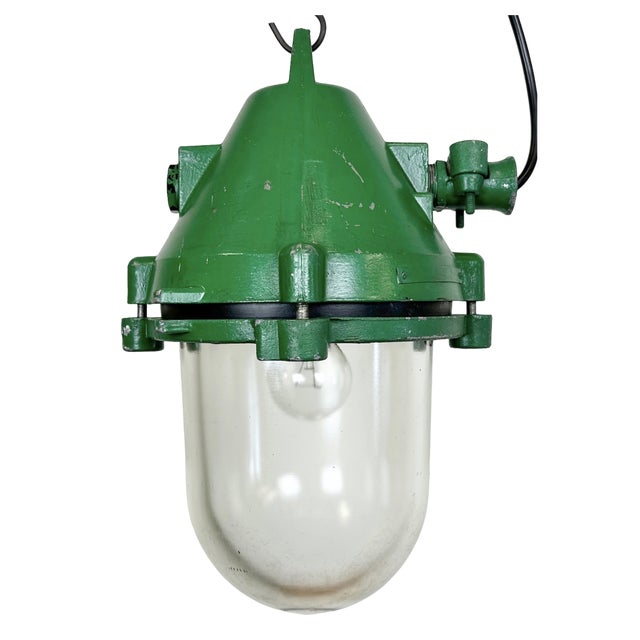 Industrial Green Explosion Proof Lamp in Cast Aluminium from Elektrosvit, 1970s For Sale