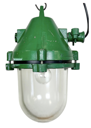 Industrial Green Explosion Proof Lamp in Cast Aluminium from Elektrosvit, 1970s