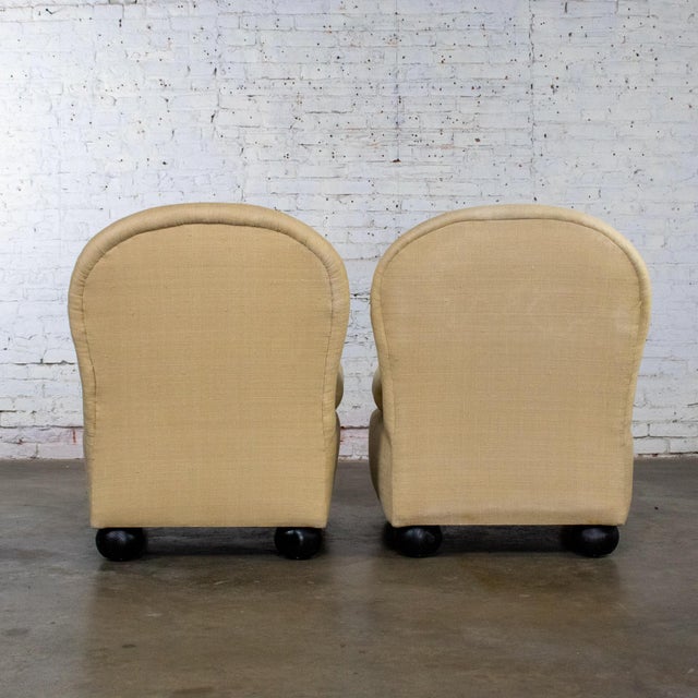 Late 20th Century Late 20th Century Modern Round Back Slipper Chairs by Hickory Kay Lyn Tan Upholstery a Pair For Sale - Image 5 of 18