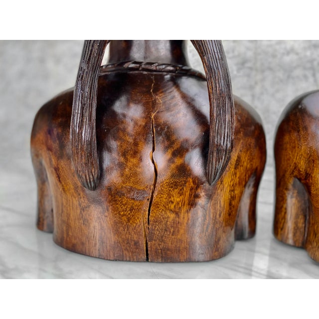 Vintage Balinese Tribal Figural Carved Mahogany Bust Sculptures - a Pair For Sale - Image 9 of 12