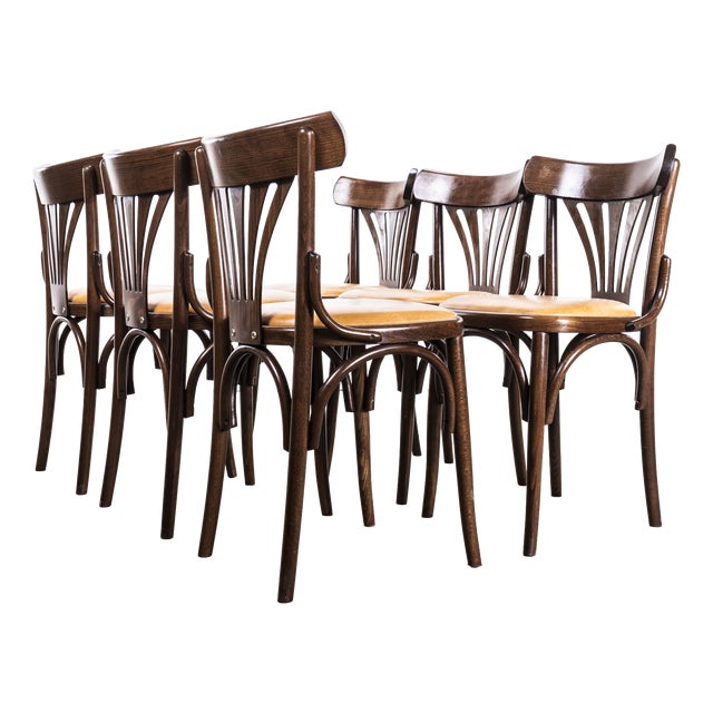 Upholstered Fan Back Bentwood Dining Chairs, 1960s, Set of 6 For Sale