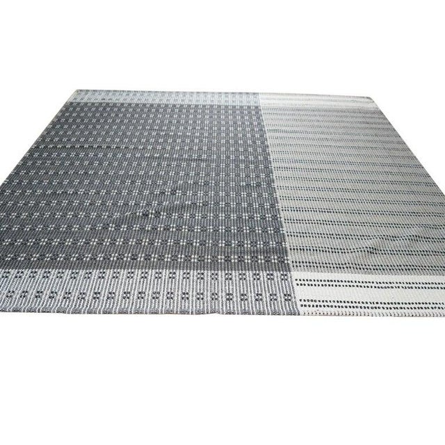 2020s 6x9 Gray Hand-Knotted Wool Dotted Linear Band Geometric Modern Carpet Rug For Sale - Image 5 of 11