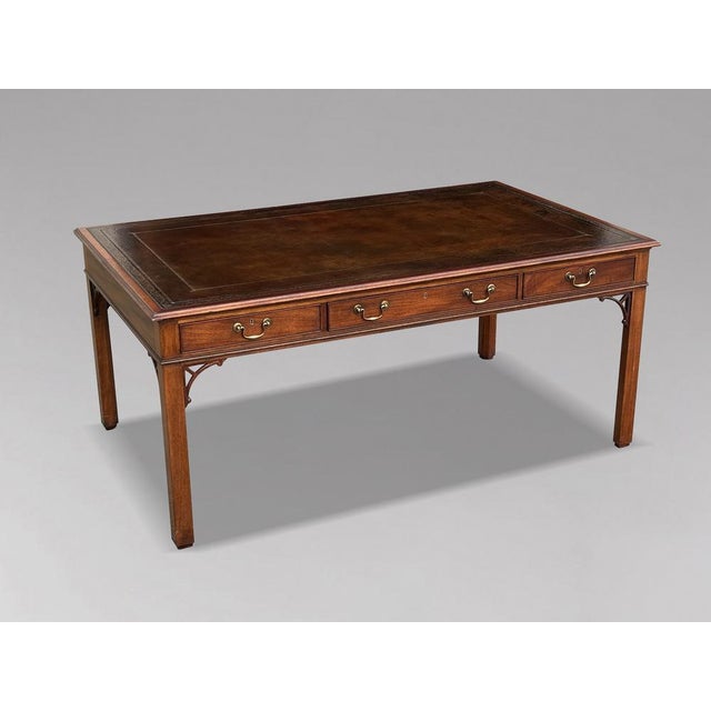 Large Vintage George III Style Writing Table in Mahogany by William Tillman, 1960 For Sale - Image 11 of 12