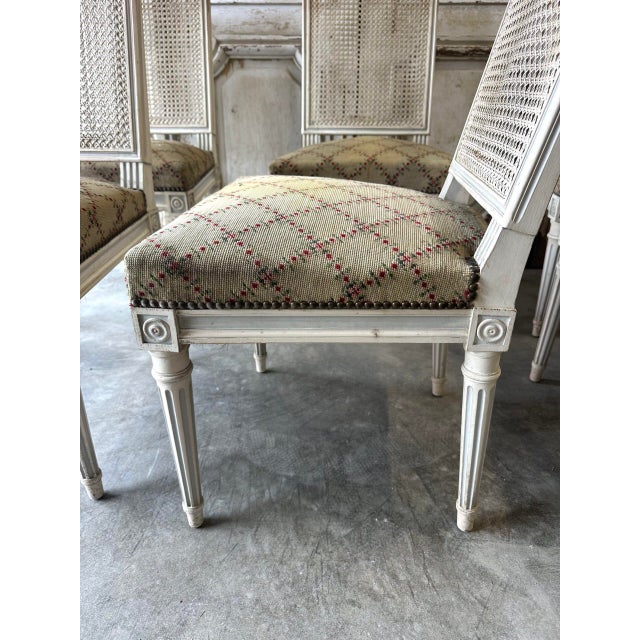 Vintage Louis XVI Lacquered Chairs, 1950, Set of 6 For Sale - Image 4 of 10