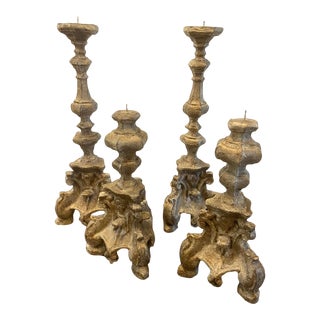Mid 20th Century Rococo Italian Large Candle Holders - Set of 4 For Sale