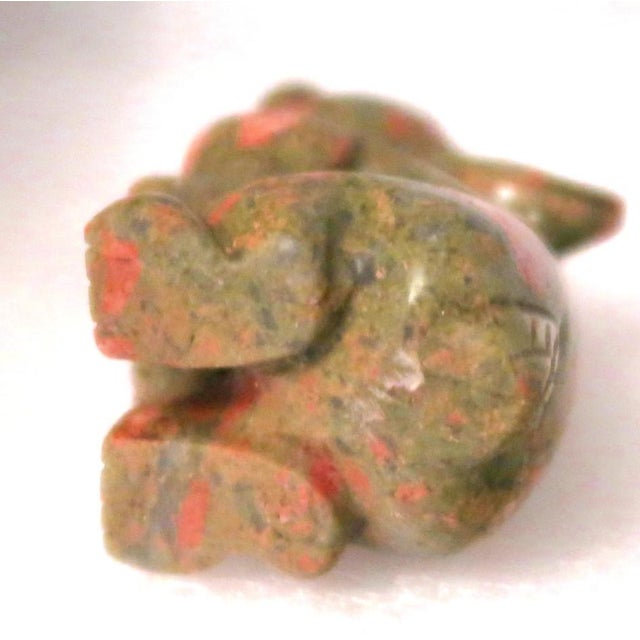 Well-Carved Miniature Bunny Rabbit of Unakite Jasper (Unakyte), Naturally Orange and Green! | Said to Be the Spirit of Carpe Diem For Sale - Image 4 of 7