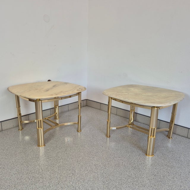 Italian Modern Brass and Marble Side Tables from Poggibonsi, 1990s, Set of 2 For Sale - Image 13 of 14