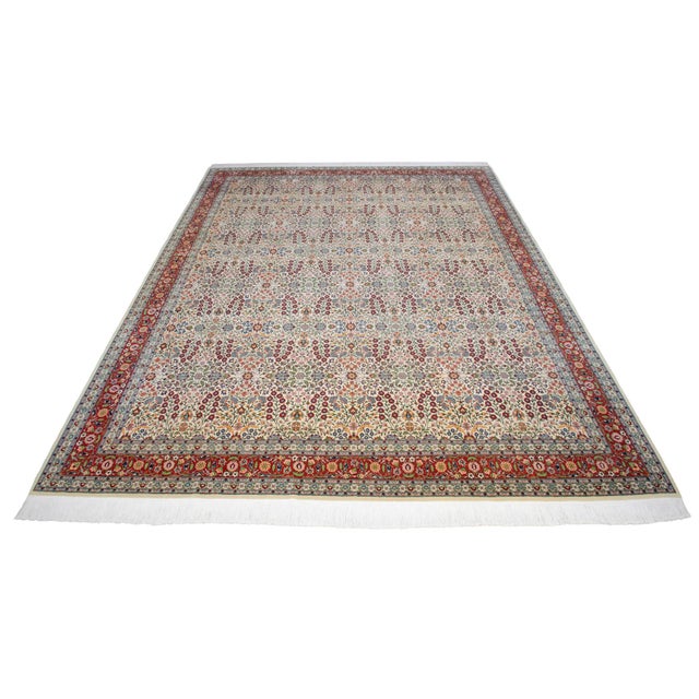 1970s Collectible Vintage Turkish Hereke Rug Hand Knotted Area Oversize Rug Large Living Room Rug - 10′8″ × 15′5″ For Sale - Image 4 of 18