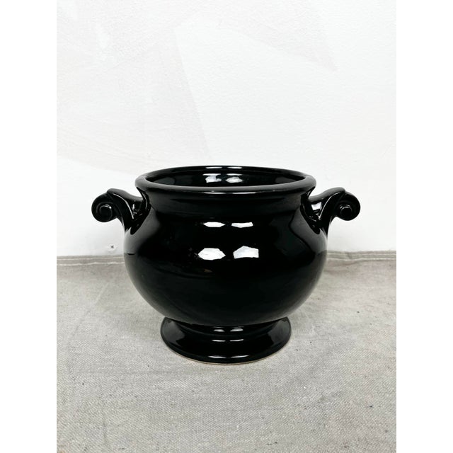 Mid-Century Modern Vintage McCoy Black Ceramic Urn For Sale - Image 3 of 8