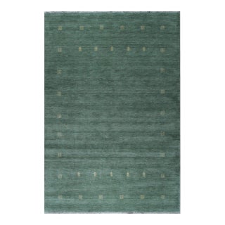 10x14 Laine Amara Green Minimalist Modern Handmade Wool Carpet Rug For Sale