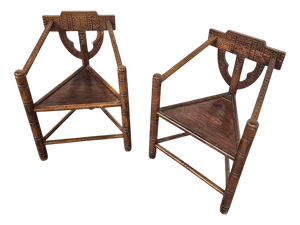 Swedish Carved Monk Chairs attributed to Bernhard Hoettger, Sweden, 1940s, Set of 2