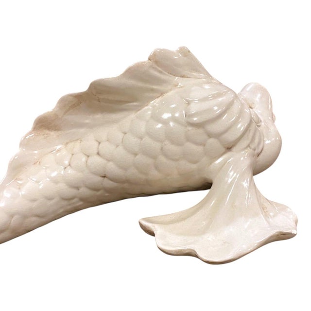 Freeman McFarlin White Pottery Fish Koi Wall Art Large 19" Mid-Century Modern Decor Rare For Sale - Image 10 of 14