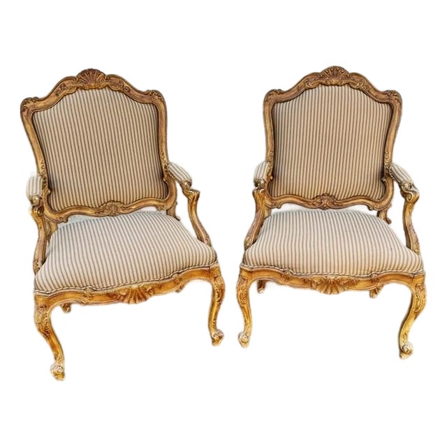 Nice Pair French Style Armchairs or Fauteuils For Sale