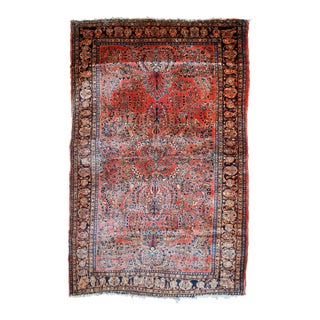 1920s, Handmade Antique Persian Sarouk Rug 4' X 6.8' For Sale