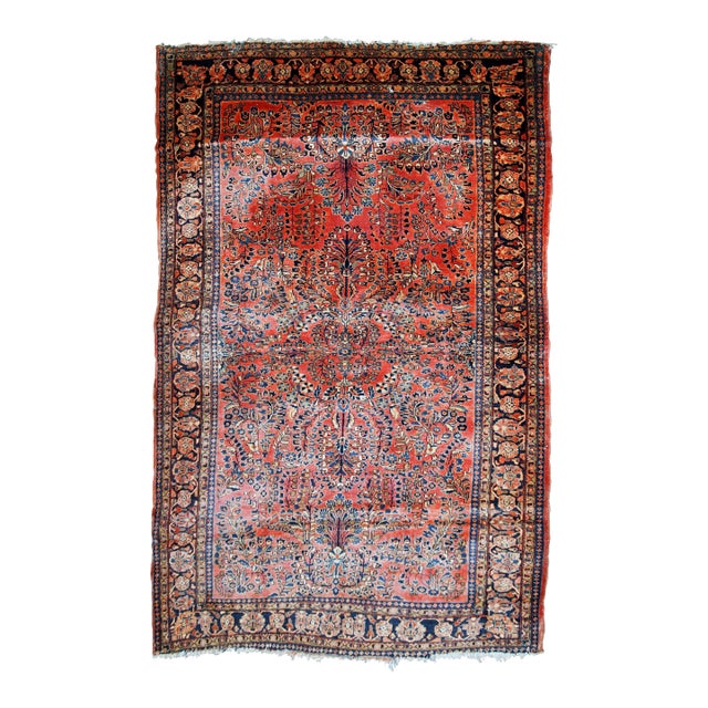1920s, Handmade Antique Persian Sarouk Rug 4' X 6.8' For Sale