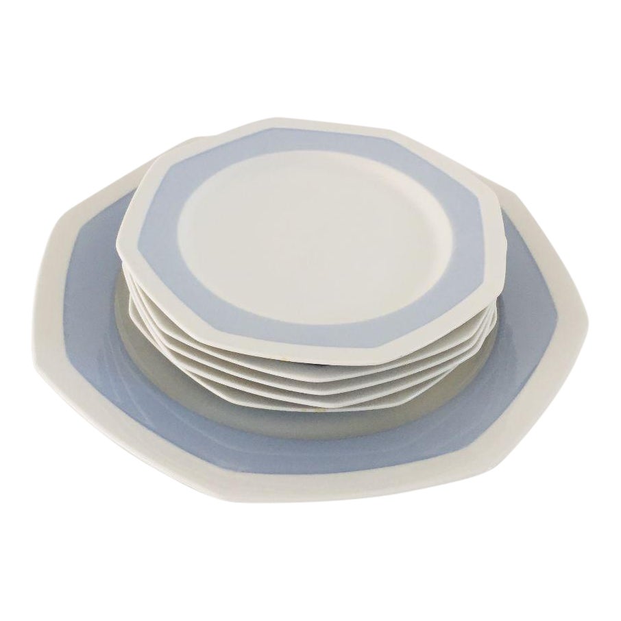Vintage Mikasa Porcelain Sky Blue White Plates Set Of 6 Chairish