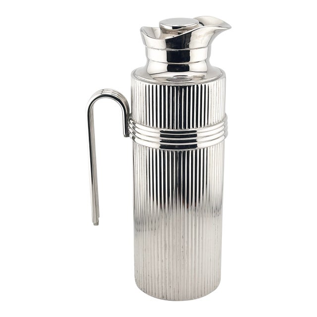 Mid-Century Christian Dior Modernist Ribbed Silver Thermal Carafe For Sale