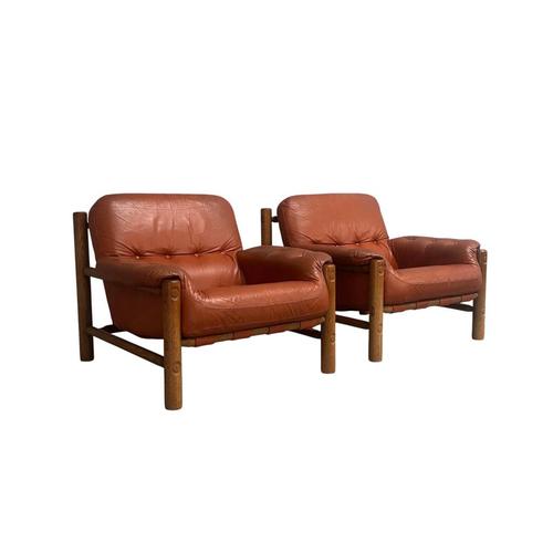 Brutalist Leather Lounge Chairs, 1960s, Set of 2 For Sale - Image 18 of 18