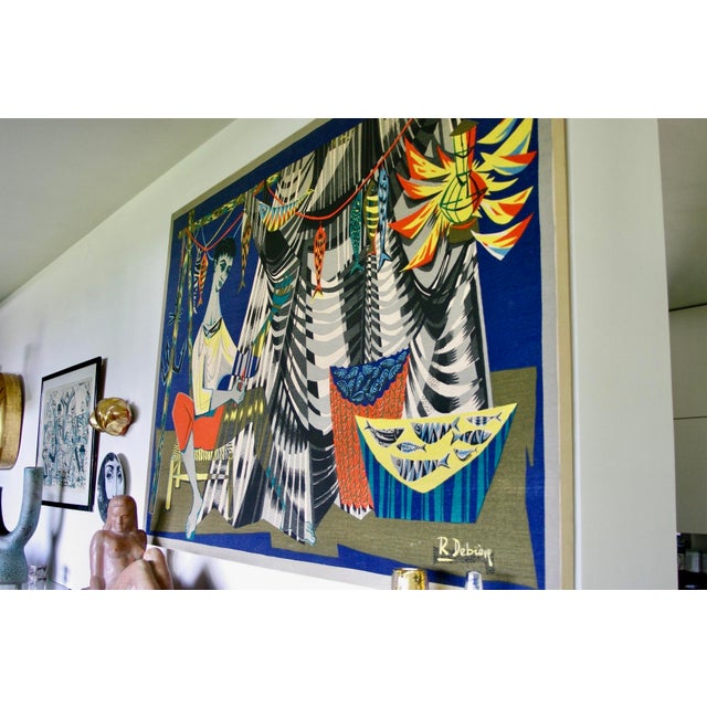 Robert Debieve, The Net Mender, 1950s, Screen Print on Canvas For Sale - Image 6 of 11