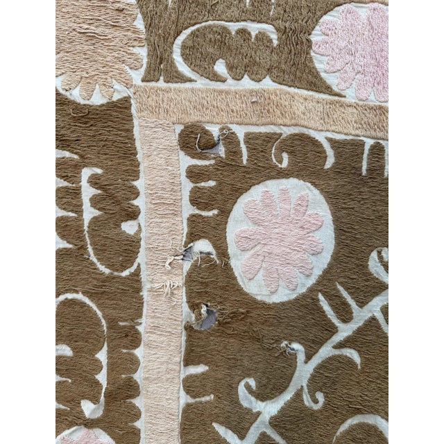 Mid 20th Century Suzani Tablecloth From Asian 4'6'' X 5'1'' For Sale - Image 16 of 18