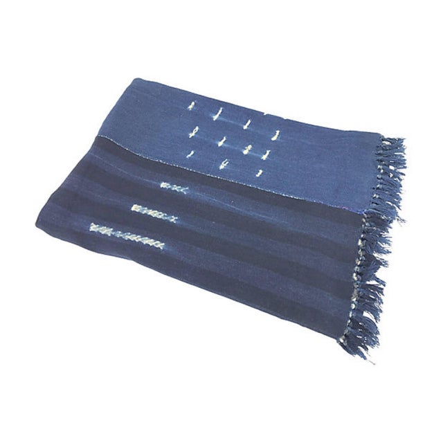 African Indigo Shibori Mud Cloth Throw Chairish
