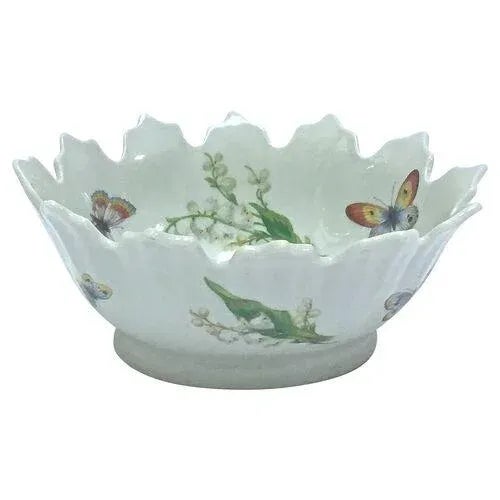 French Vintage Limoges Floral & Butterfly Bowl For Sale - Image 3 of 7