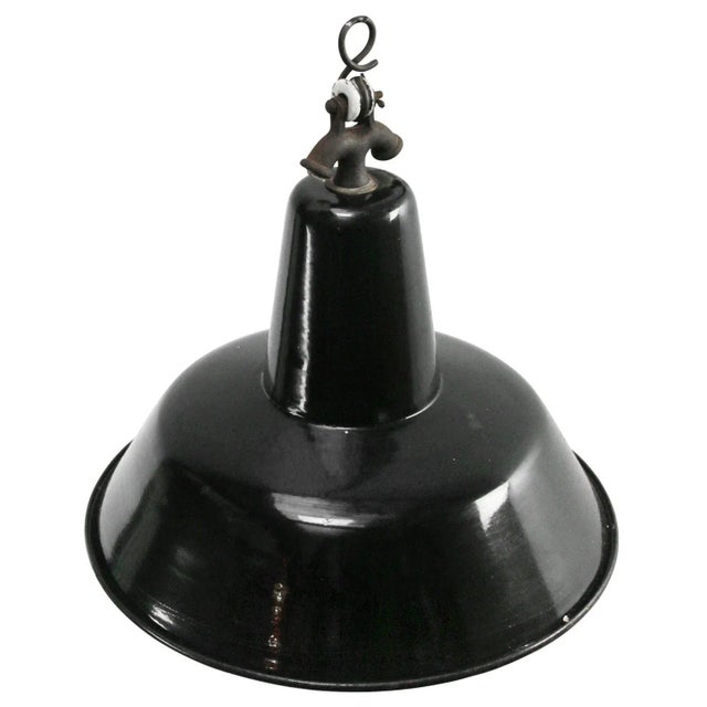 Dutch industrial hanging lamp Black enamel white interior Up to 250V (Europe/UK Standard).The wiring of this item may be...