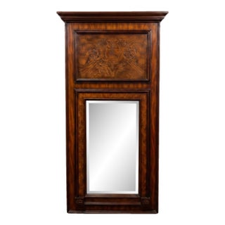 Large Scale Neo-Classical Style Burl Mahogany Trumeau Mirror For Sale