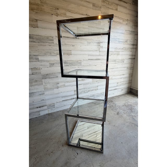 Modern Geometric Chrome Etagere For Sale - Image 3 of 12