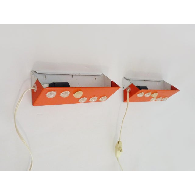 1970s Scandinavian-Style Orange Metal Wall Sconces with Swiveling Shutters, 1970s For Sale - Image 5 of 11