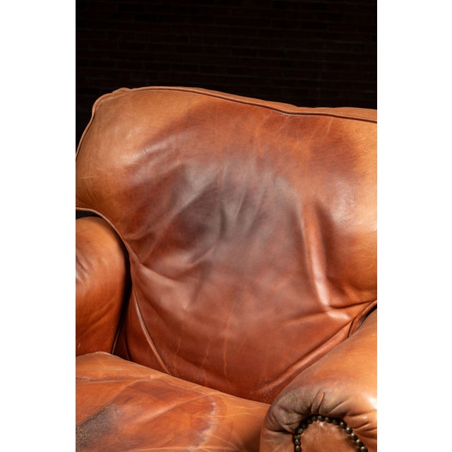 Pair of Vintage Leather Club Chairs With Matching Ottoman by Emerson For Sale - Image 11 of 14