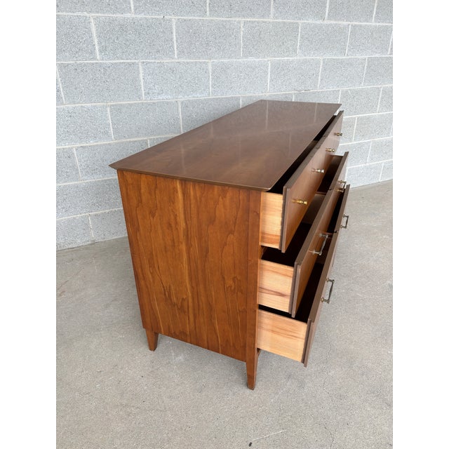 Mid 20th Century The Basic Witz Company Cherry Mid Century Double 54" Dresser & Mirror For Sale - Image 5 of 11